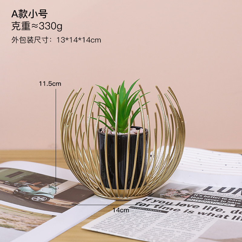 创意桌面铁艺盆栽摆件客厅酒柜家居饰品北欧室内绿植花瓶植物园艺|undefined