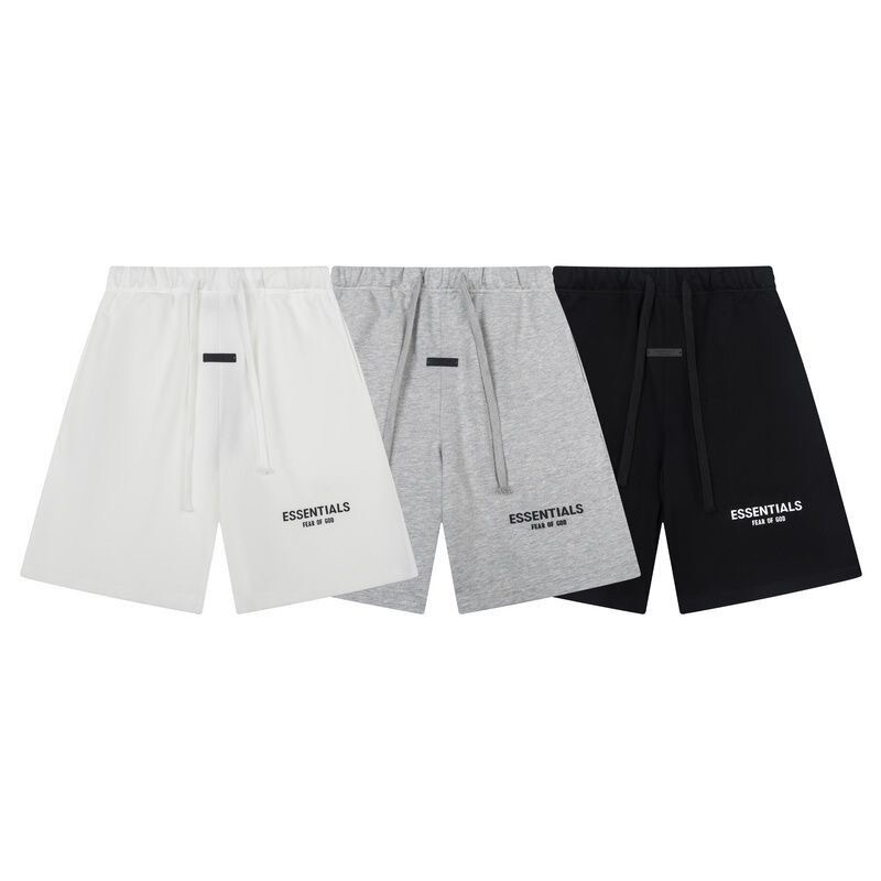 Fog Essentials High Street Loose Letter Silicone Print Drawstring Casual Shorts Unisex Trendy