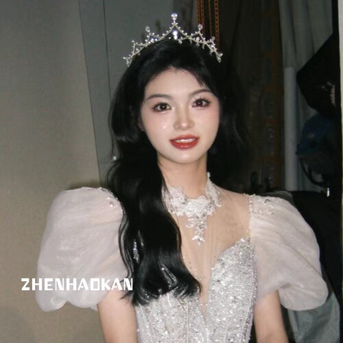 Bridal tiara baroque Korean crown female eighteenth birthday wedding dress crown female simple and elegant princess advanced
