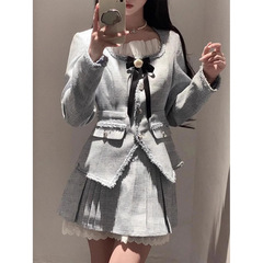 莫奈幻境富家千金高级感气质蓝色小香风甜美欲套装裙名媛短外套