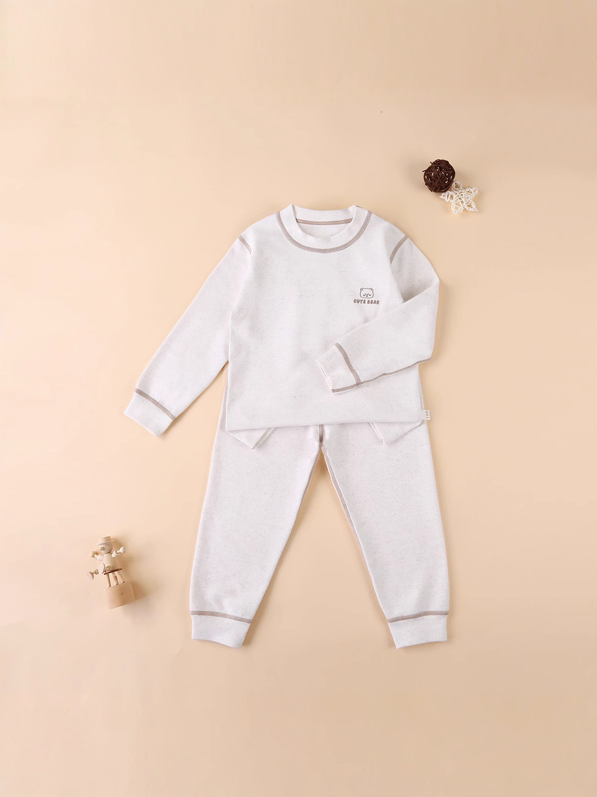 Baja interior de algodón engrosado pijamas bebés pijamas transpirables para niños y niñas y niñas hilo de color antibacteriano abrigo de otoño conjunto de pantalones de otoño