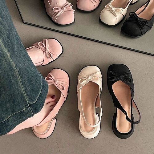 French bow tie headband sandals for women, new spring and summer fashion, versatile and comfortable temperament, thick-sole sandals
