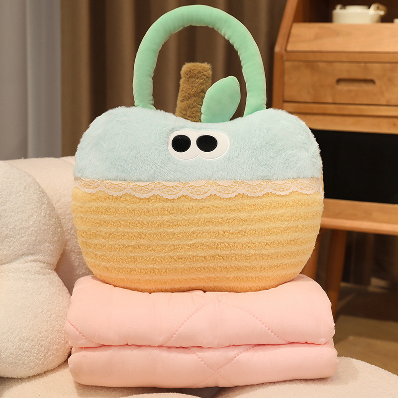 Pequeña manzana almohada portátil para niños, colcha trasera para coche, manta para dormir, artefacto de oficina de dopamina