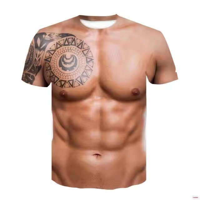 Verano calle todo-fósforo suelto cuello redondo manga corta transpirable camiseta de hombre piel de camarón transfronterizo venta caliente impresión digital 3D