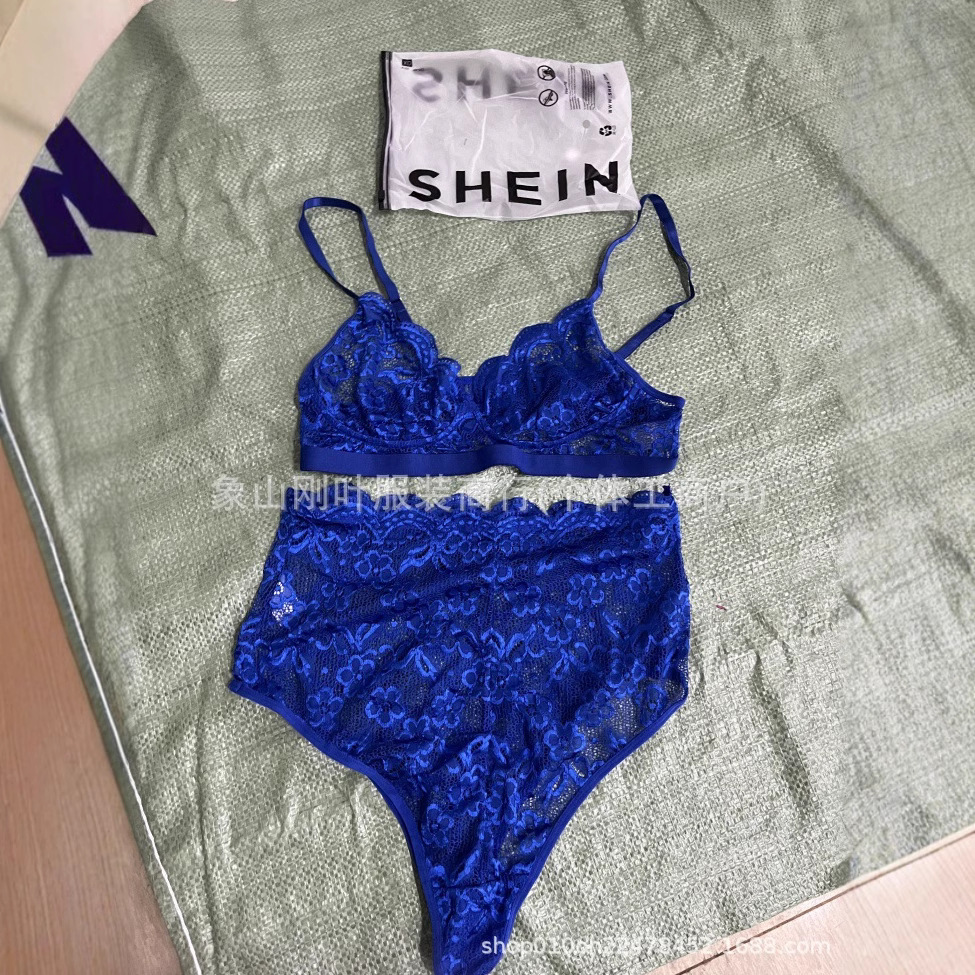 Comercio exterior SHEIN ropa interior europea y americana de tres puntos de pasión de encaje sexy conjunto de ropa interior de perspectiva