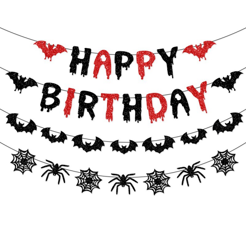 Europa y América nueva decoración de fiesta de Halloween tirar banderas murciélagos arañas tirar flores fiesta de cumpleaños decoración tirar banderas