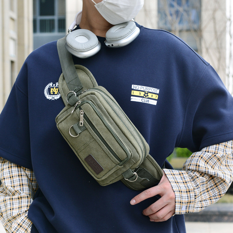 Bolso de pecho de nuevo estilo para hombre bolso de cintura de moda de lona simple de viaje de gran capacidad bolso de mensajero de hombro ligero al por mayor