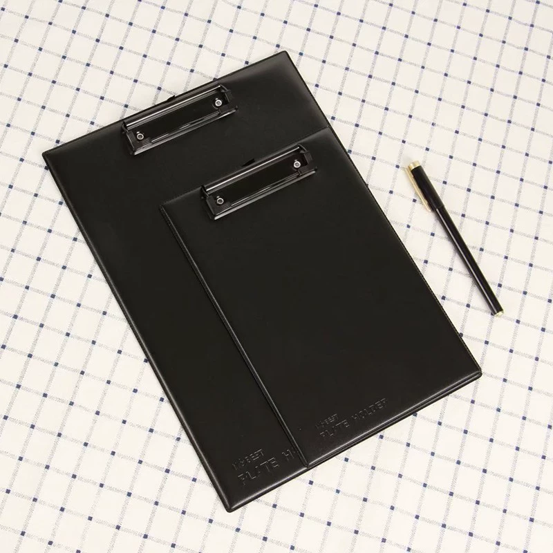 康百 Leather board clip A4 student writing pad hanging file folder business office telescopic A5 file signature board