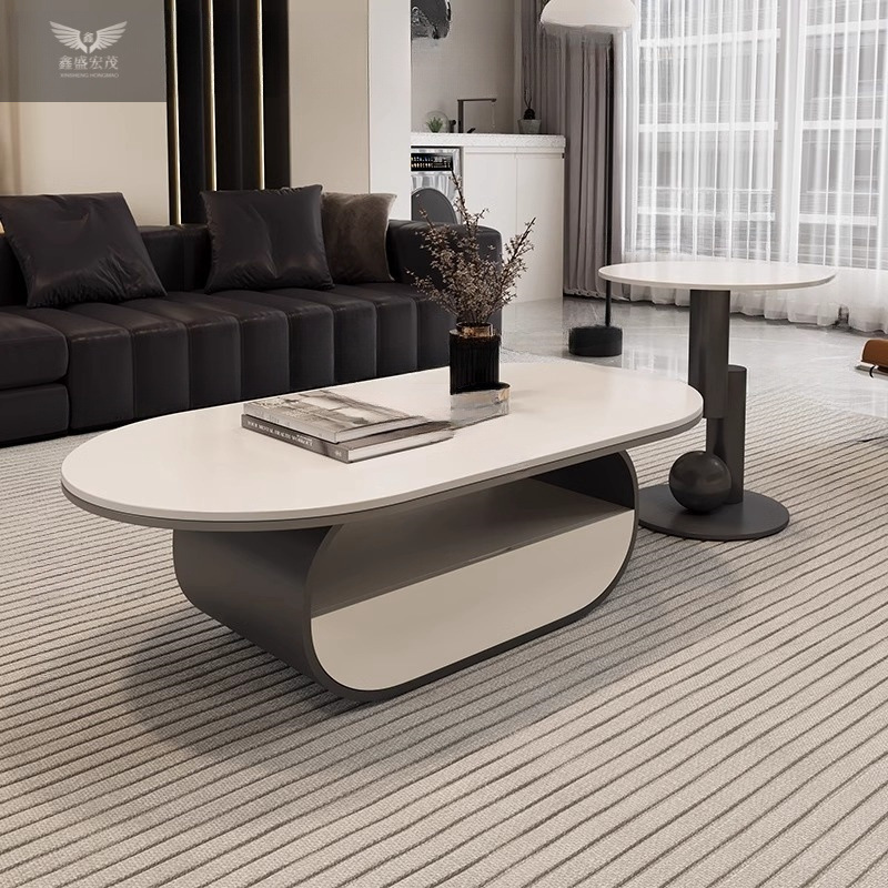 Nuevo hogar moderno simple y lujoso mesas combinadas de moda mesa de té sala de estar de roca elíptica completa