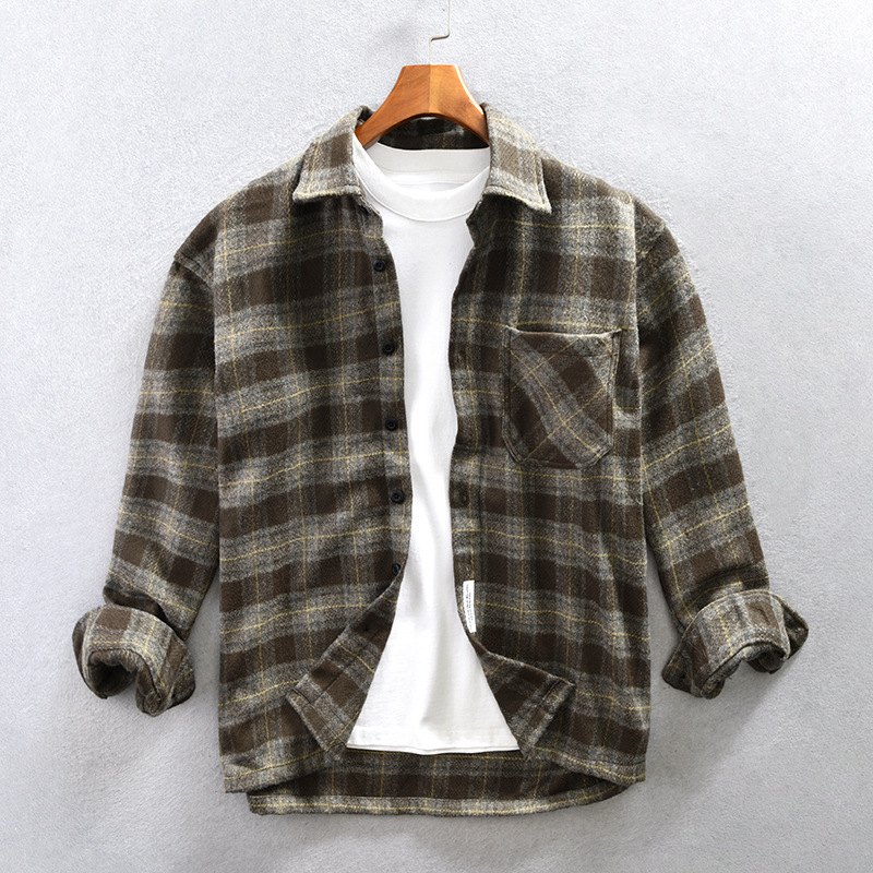 Z956 men's plaid casual shirt jacket one-piece delivery