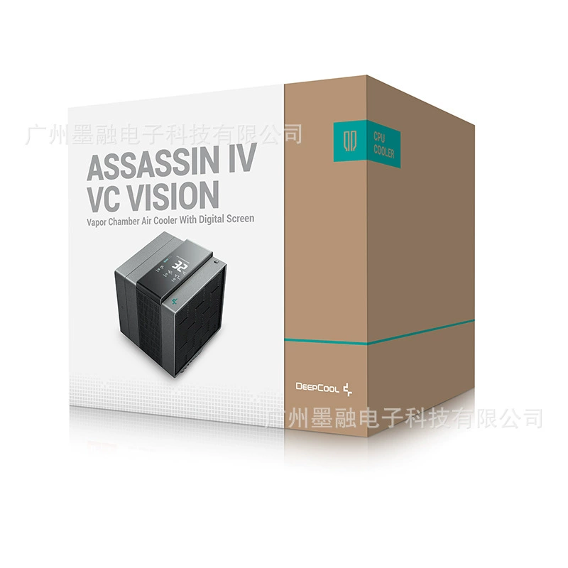 Радиатор Jiuzhou Fengshen Assassin 4 VC с цифровым дисплеем, полностью черный, двойной вентилятор, управление температурой, бесшумный для CPU компьютера