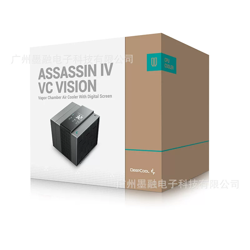 Радиатор Jiuzhou Fengshen Assassin 4 VC с цифровым дисплеем, полностью черный, двойной вентилятор, управление температурой, бесшумный для CPU компьютера