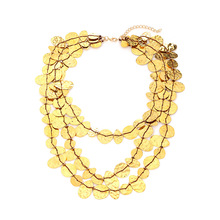 ZA时尚多层瀑布式金属片流苏项链欧美复古质感手工拼接锁骨链女