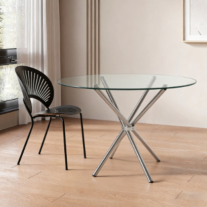Mesa de vidrio temperado de comercio exterior, mesa de negociación de lujo ligera y alta, mesa de comedor de vidrio image 1