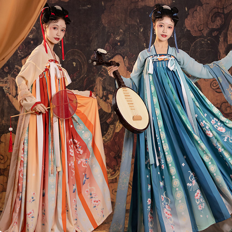 New Adult Hanfu Qi Chest Skirt Embroidered Chinese Style Suit Spring and Summer Daily Heavy Color Printing Skirt Ancient Suit Full Set