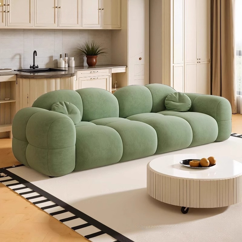 Cream Style Ins Puff Jelly Sofa Living Room Simple Rental Apartment Small Apartment Straight Row Fabric Sofa