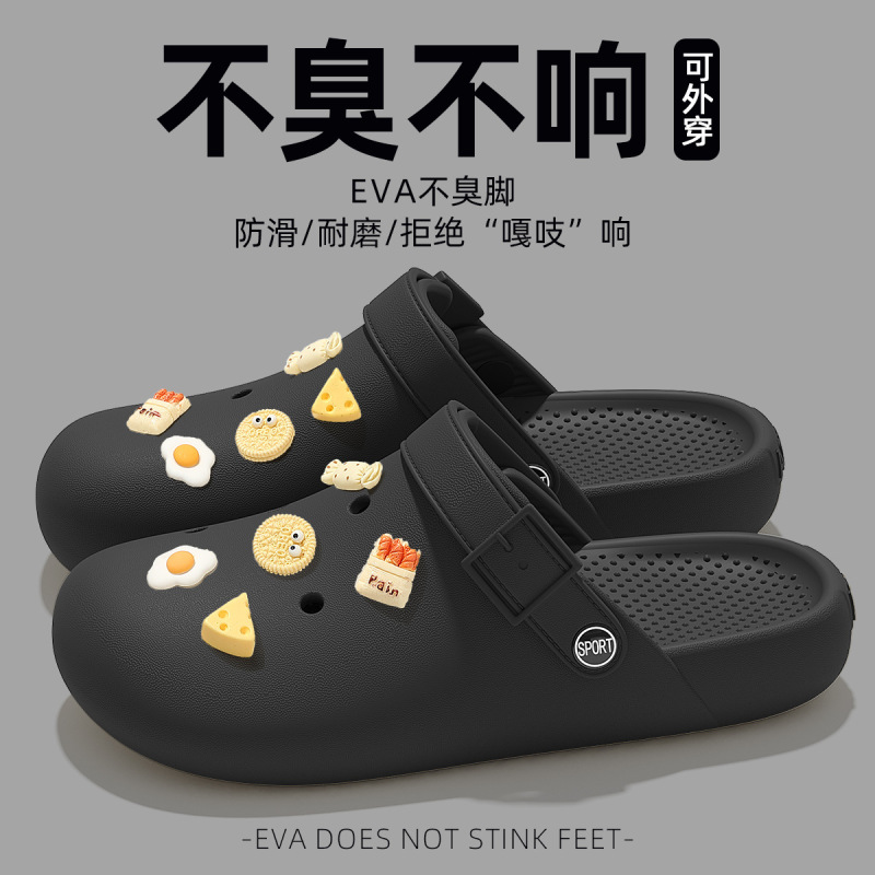 新作超人気穴あきサンダル レディース 夏用EVA厚底 外履きビーチサンダル フラットトゥ バイフォールドスリッパ 女性用卸売|undefined