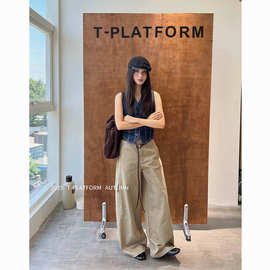 ［简裁］T-PLATFORM 2026秋季爆款运动设计感工装休闲裤女16052