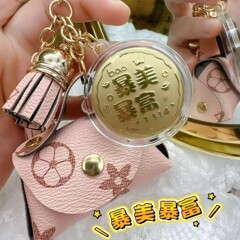 足金999公主请发财钥匙扣零钱包暴美暴富黄金包包挂件耳机包批发