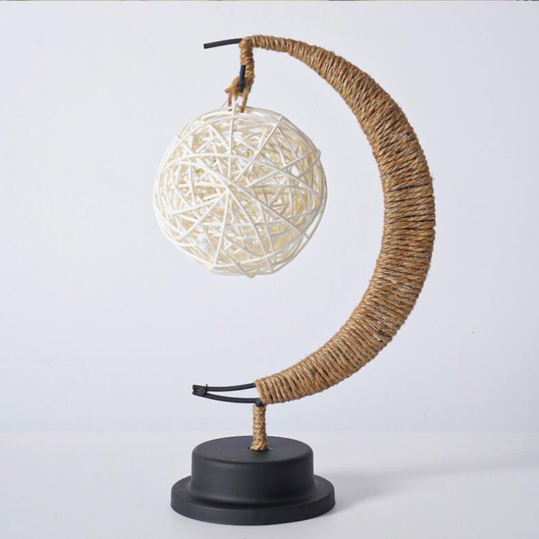 Luz de la luna de la estrella Bola de ratán de Apple LUZ DE Navidad Regalo de Cumpleaños de los niños cuerda de cáñamo hecho a mano USB hierro luz de la noche