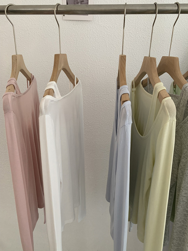 Omalai 不規則偽ツーピーステンセル日焼け止め薄手長袖無地 Tシャツ女性初秋新作トップ 4160|undefined