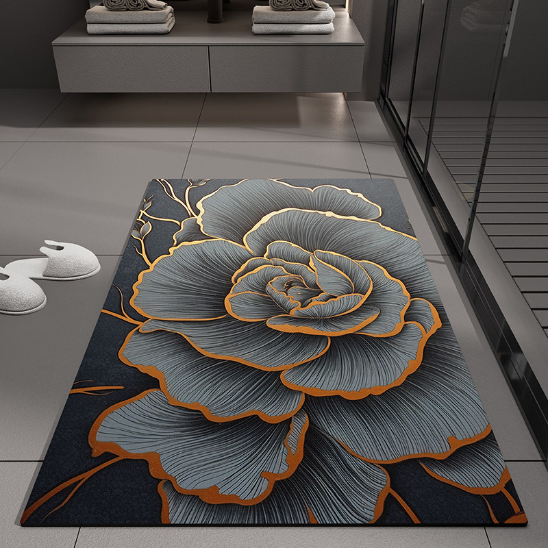 Flower-style americano transfronterizo esterilla de barro de algas esterilla de piso de baño puerta de absorción de agua esterilla de baño anti-deslizante esterilla de baño anti-sucio