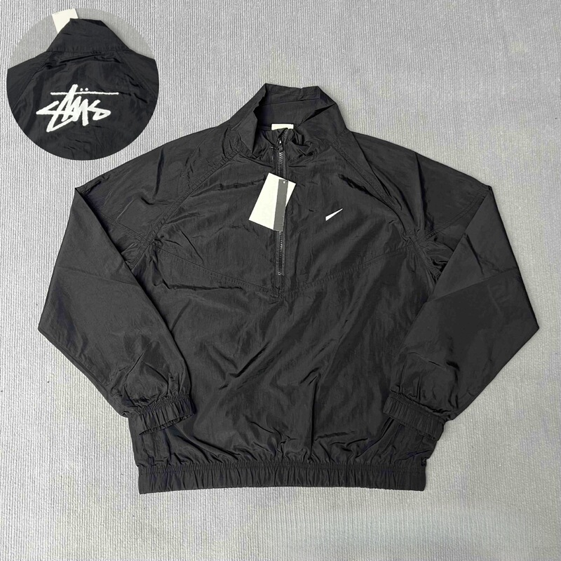 Nk Collaboration Stu Half-Zip Casual Couple's Sports Windproof Jacket Windbreaker Men's High Street Motorcycle Jacket 1