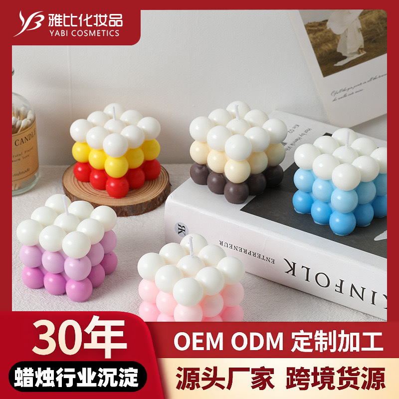 Hermosa Flor de aromaterapia vela yeso creativo bola cubo vela decoración del hogar dormitorio vela al por mayor