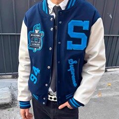 美式复古高街Sup25周年棒球服刺绣夹克男女同款vibe风修身短外套