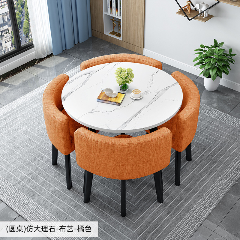 Simple Recepción y negociación pequeña mesa redonda mesa de recepción negociación reunión mesa de invitados y silla traje Oficina área de descanso mesa y silla combinación