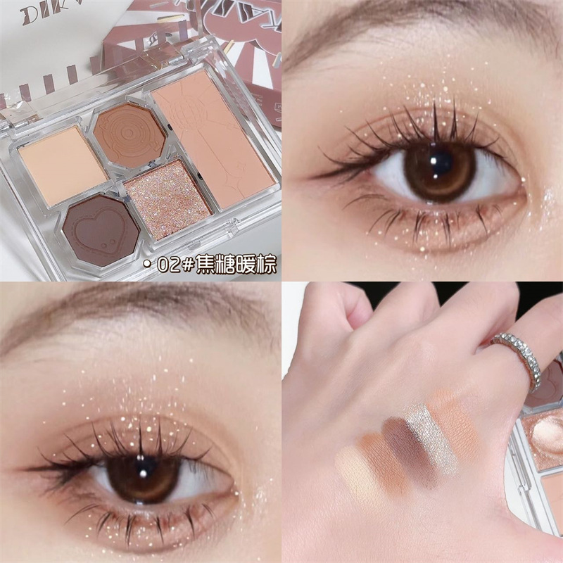 DIKALU Ojos brumosos suaves, paleta de sombras de ojos de cinco colores, placa de maquillaje polarizada nacarada mate, INS para estudiantes