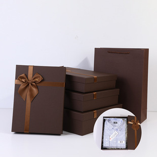 in stock Rectangular Birthday Gift Box Coffee Brown Gift Box Simple High-end Exquisite Gift Box Empty Large