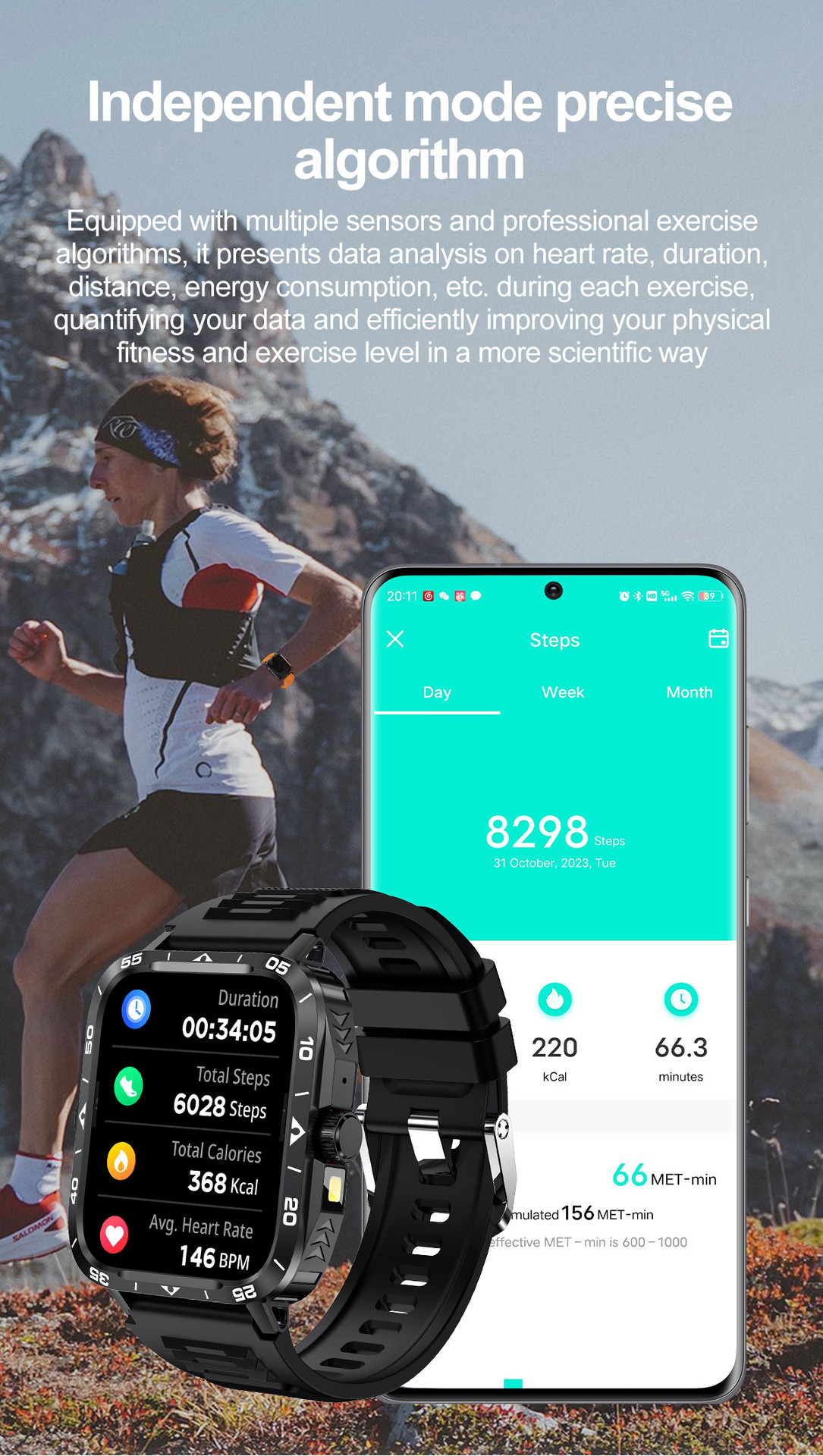 Smartwatch outdoor con chiamata bluetooth e cardiofrequenzimetro_voghion.com