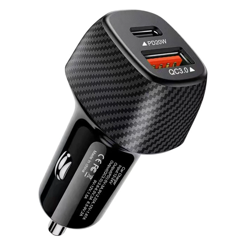 Автомобильное зарядное устройство из углеродного волокна 3,1 А + PD, новое автомобильное зарядное устройство 15 Вт и 38 Вт Type-C