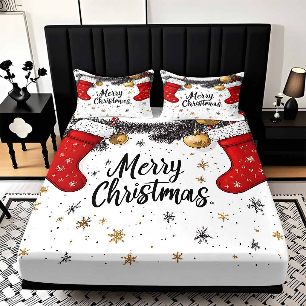 TEMU / JIT nuevos productos transfronterizos adorables series de Navidad molido HD impresión digital cama de cama Kasa set ropa de cama