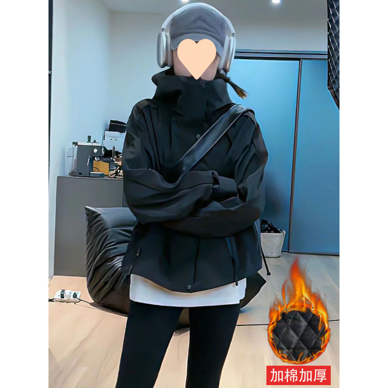 American hooded jacket short jacket for women in autumn 2025 new casual heavy industry loose versatile jacket top