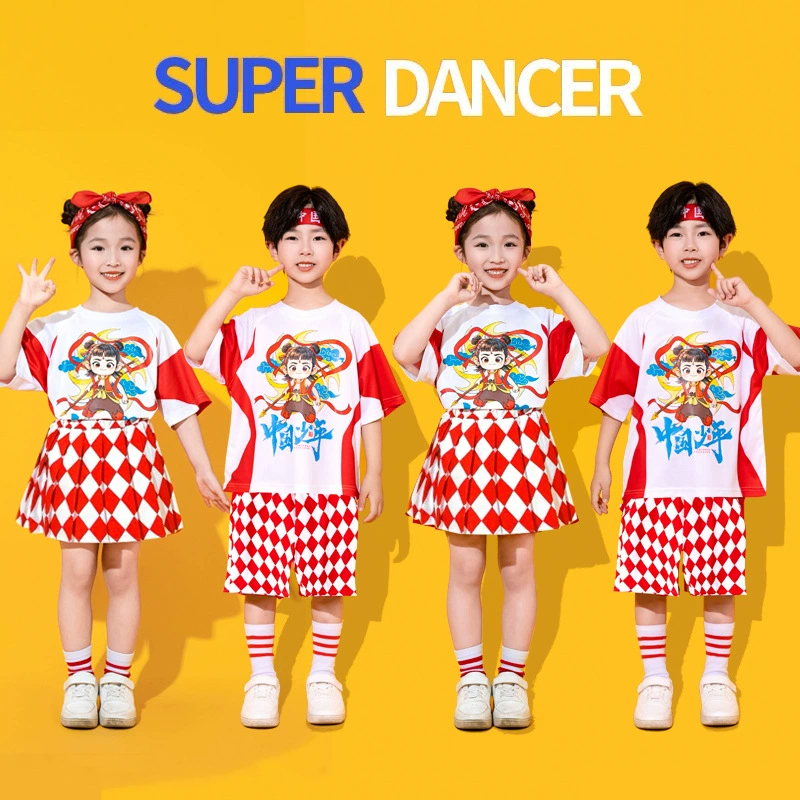 Детский костюм для выступлений Nezha Детская одежда Nezha COS Спортивные встречи начальной школы Cheerleading National Trend Kindergarten.