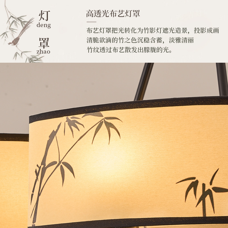 东方宋代美学彩绘竹叶客厅吊灯设计师大厅主灯禅意高级感包厢餐厅|undefined