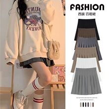 黑色百褶裙女半身裙jk短裙春夏季新款高腰显瘦小个子学生一件代发