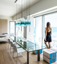 创意个性楼盘样板间吧台灯具北欧后现代玻璃海洋鱼漂渐变led吊灯