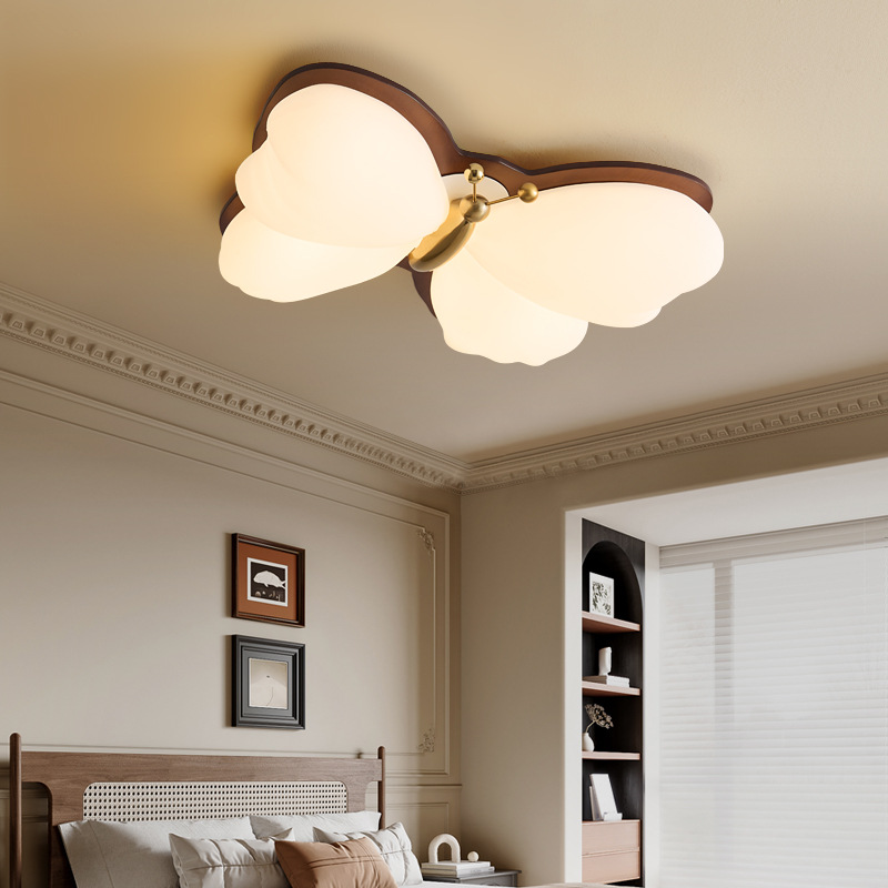 Lámpara de techo de la habitación de los niños, estilo crema medieval, princesa cálida, dormitorio led, lámpara de mariposa, espectro completo, habitación súper brillante