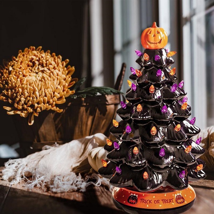 跨境独立站Halloween tree 万圣节发光装饰品摆件万圣节树礼物|undefined