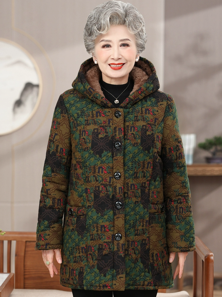 Down jacket, keep warm hoody for mother, plus size