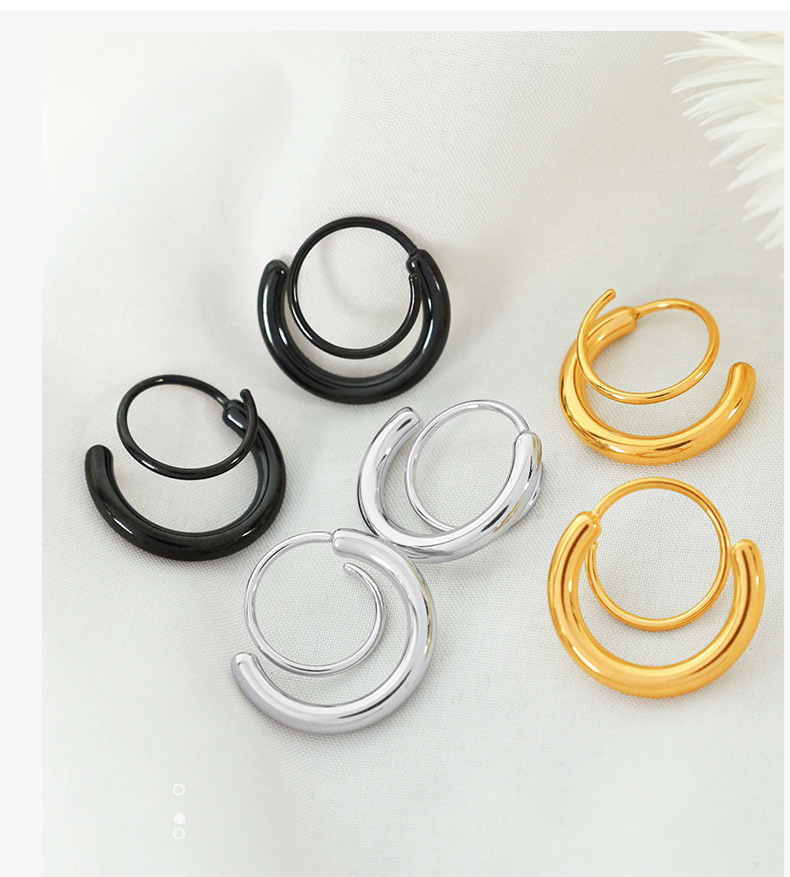 1 Pair Elegant Simple Style Geometric Round Plating 304 Stainless Steel Zircon Ear Studs display picture 4