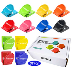 Magnetic clip, metal refrigerator magnet, creative magnetic memo clip, message clip, colorful office folder