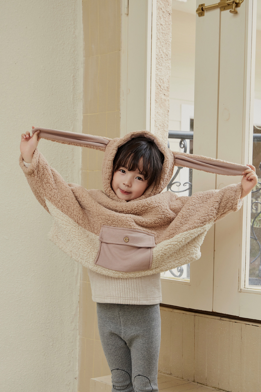 Manteau pull en peluche à bulles 2 couleurs pour fille, vêtement d'hiver pour enfants, lapin mignon, nouvelle collection 2023_voghion.com