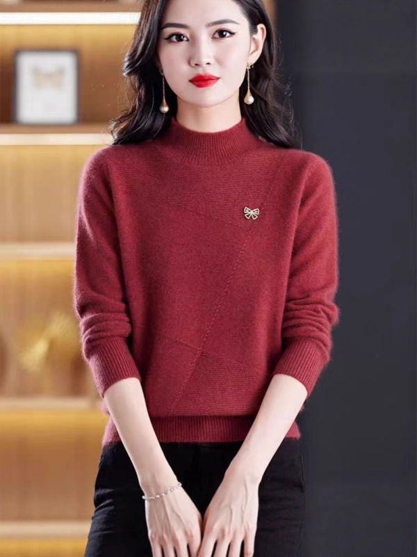羊绒毛衣女2025年新款半高领打底衫女春秋冬内搭宽松针织衫上衣保|undefined