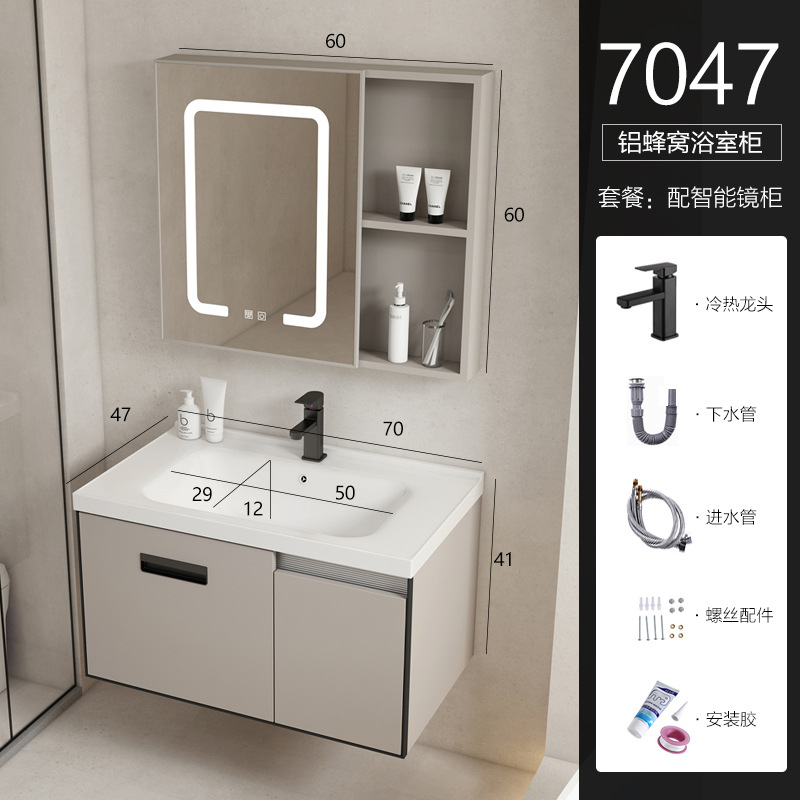 simple y de moda espacio aluminio panal de aluminio gabinete de baño combinado todo en cerámica meseta debajo de la mesa mesa de lavabo doméstico