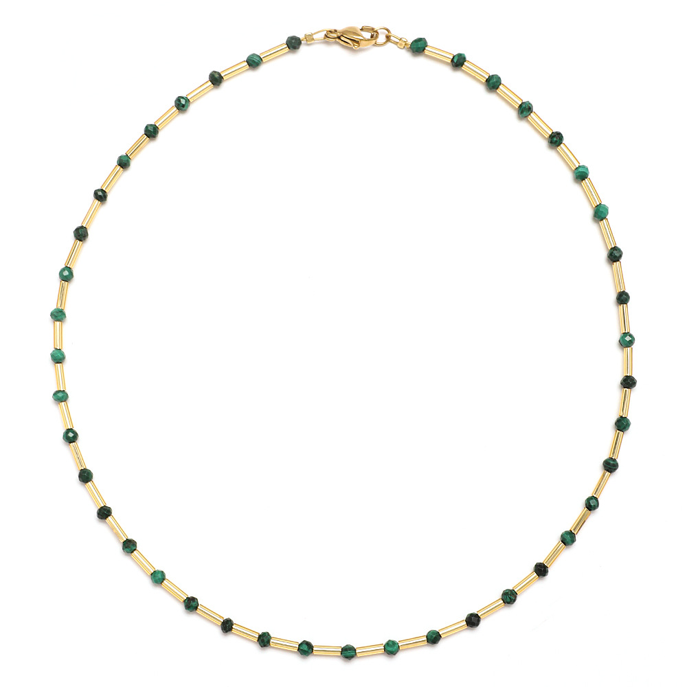 Women's Gender Beaded Design Vintage Style Color Block Natural Stone Necklace In Bulk