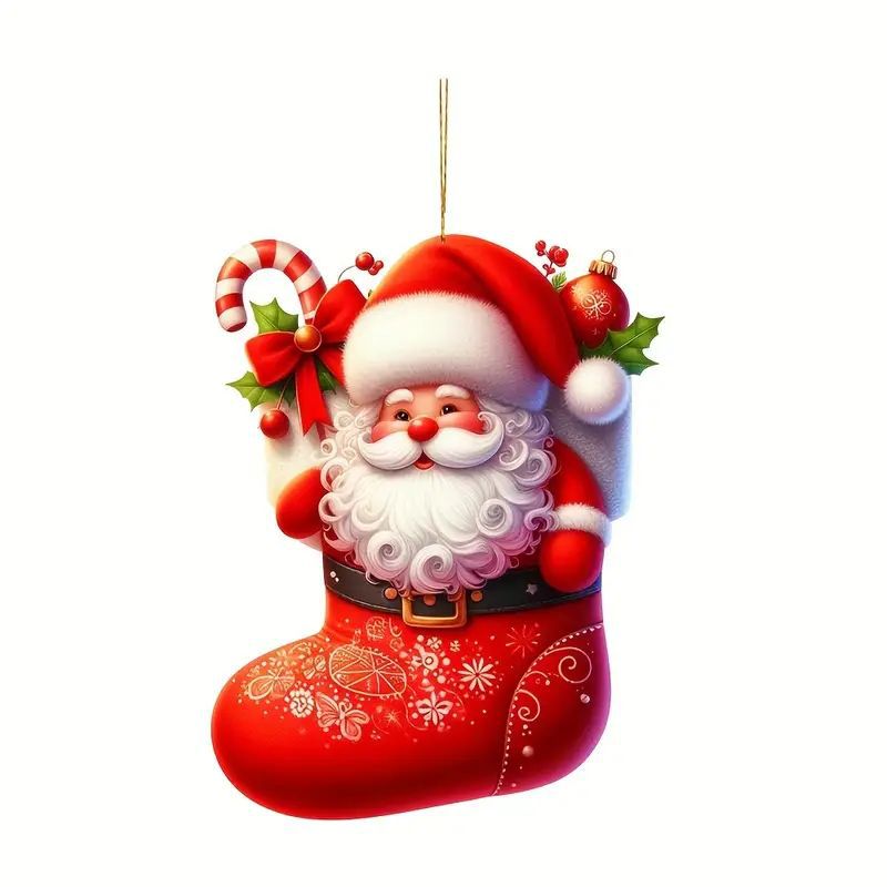 Nuevos productos de Navidad Santa serie de decoraciones de árbol de Navidad para automóviles colgante acrílico image 6
